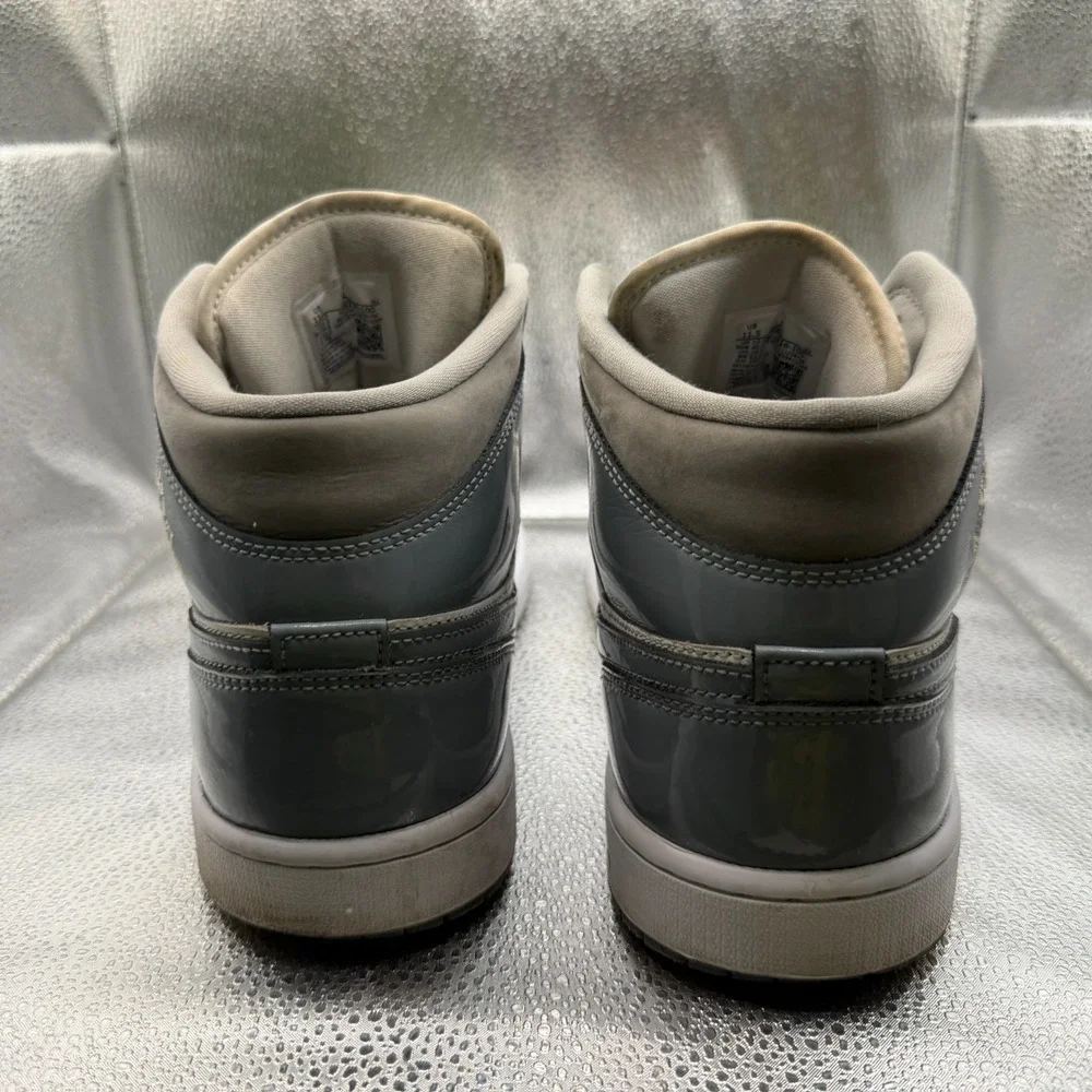 Size 11.5 Air Jordan 1 SE Mid Patent Cool Gray White Mens Sneakers‎ HF3216-100
